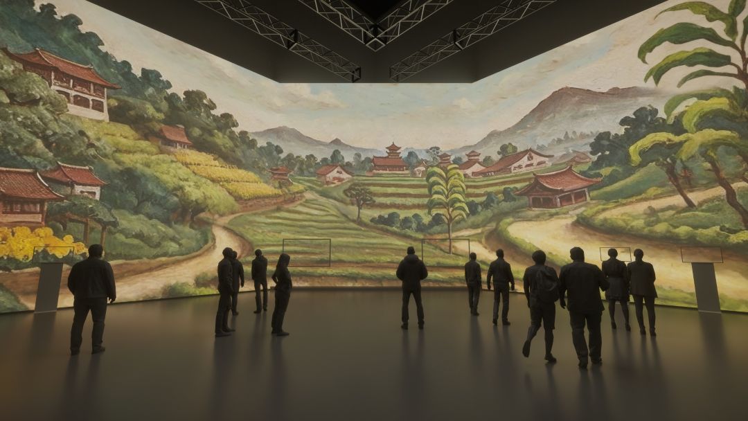 融合光影、色彩與聲音的沉浸式視覺劇場《台灣本色》投影示意圖。(文化部提供)