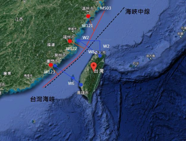 中國民航部門宣布6日啟用W121航路。(Rti資料照)