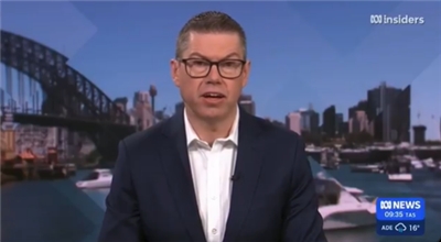 澳洲國防工業部長(Defence Industry Minister)康洛伊(Pat Conroy)接受澳洲廣播公司(ABC)訪問。(X平台/@PatConroy1)