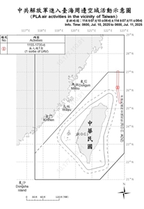 共軍進入台海周邊活動示意圖。(國防部提供)