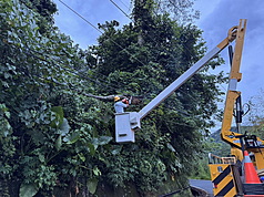 TD
颱風丹娜絲強襲嘉義  造成大量停電災情
颱風丹娜絲6日深夜強襲嘉義，造成電力災情，嘉義
縣市15萬戶停電，台電員工漏夜搶修至天亮。
（台電提供）
中央社記者蔡智明傳真  114年7月7日
