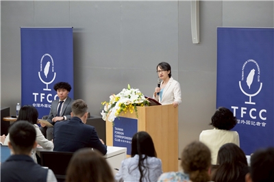 副總統蕭美琴18日下午出席台灣外國記者會(Taiwan Foreign Correspondents' Club)「與蕭美琴副總統對話」活動。(圖：總統府)