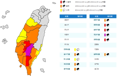 豪雨(圖擷自交通部中央氣象署)