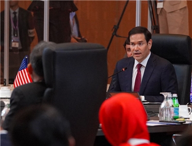 美國國務卿盧比歐(Marco Rubio)10日在馬來西亞首都吉隆坡出席東協外長會議。 (圖:X@SecRubio)