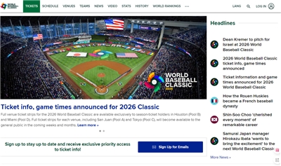 世界棒球經典賽(WBC)明年3月開打，官方9日公布各組售票時程。(翻攝WBC官網)