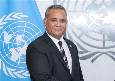 吐瓦魯駐聯合國大使法雷佛(Tapugao Falefou)。 (UN Photo)