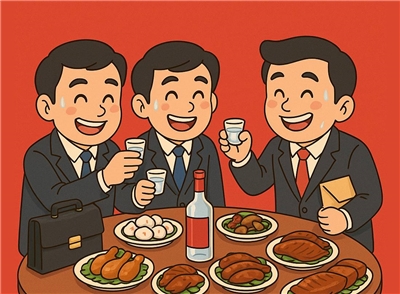 中國官方日前針對整治公職人員的「違規吃喝」規定，發布認定標準。(AI生成)