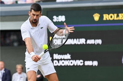 塞爾維亞名將喬科維奇（Novak Djokovic）溫網男單晉級8強。(AFP) 