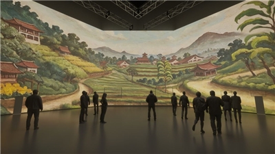 融合光影、色彩與聲音的沉浸式視覺劇場《台灣本色》投影示意圖。(文化部提供)