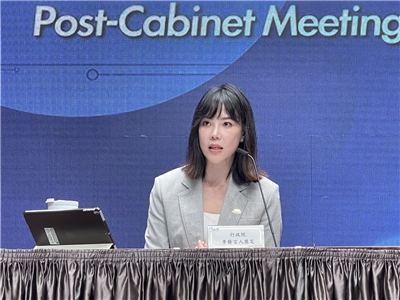 行政院發言人李慧芝24日出席行政院院會後記者會。(鄭佑漢 攝)