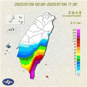 全台累積雨量示意圖。 (圖:中央氣象署)