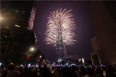 2025年台北101跨年煙火秀。資料照片(中央社)