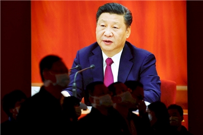 圖為北京展覽館的「奮進新時代」成就展。(路透社/達志影像)