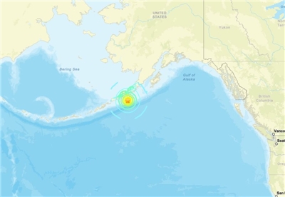美國阿拉斯加近海發生7.3地震。 (圖:USGS)