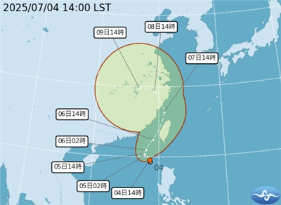 熱帶性低氣壓5日有機會增強為颱風丹娜絲。(圖：氣象署)