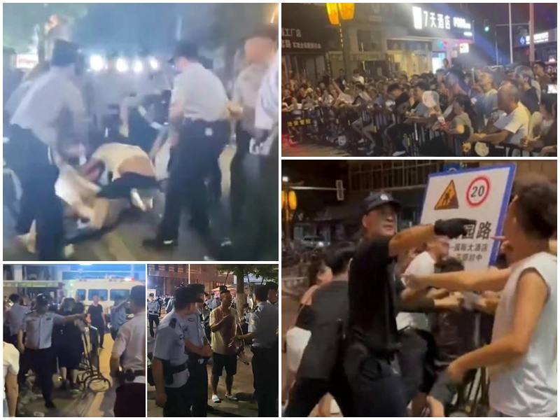 中國江油霸凌案引發群眾抗爭。(圖：Ｘ平台)