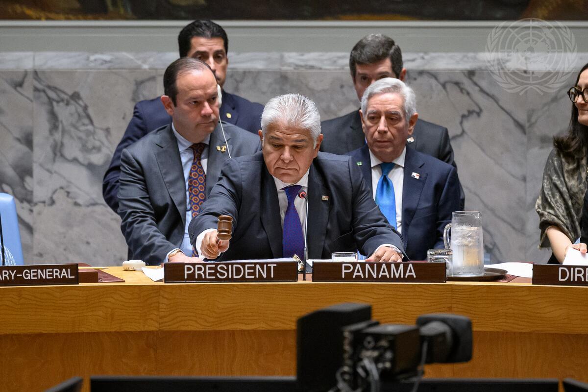 聯合國安理會8月份輪值主席巴拿馬11日主持會議。 (UN Photo/Loey Felipe)