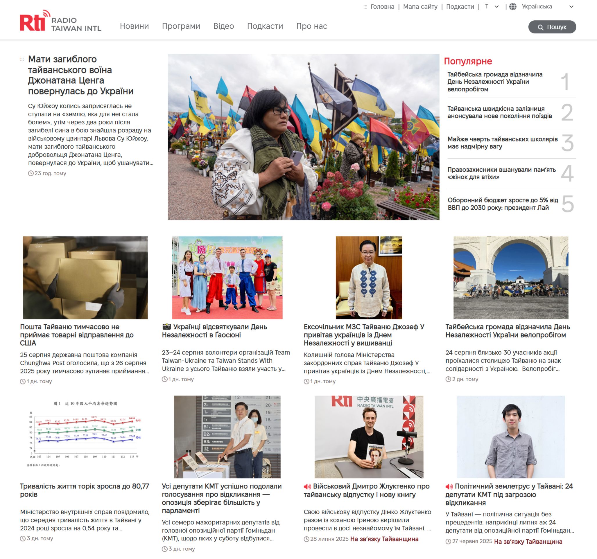 Rti中央廣播電臺烏克蘭語官方網站於27日正式上線。(Rti)