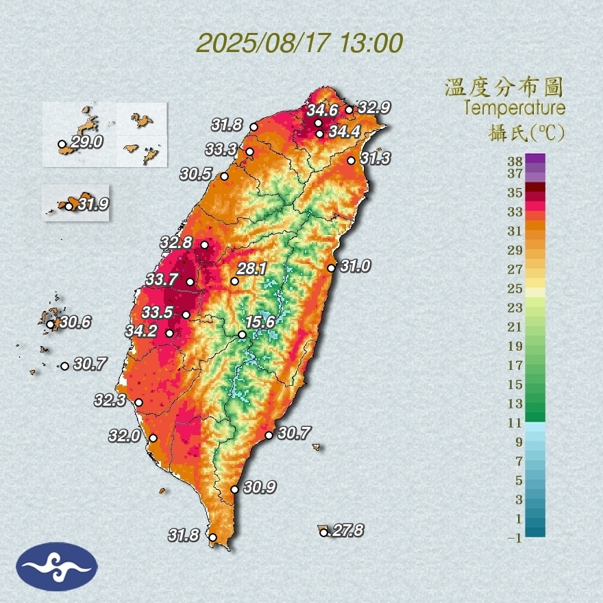 新北市亮高溫橙色燈號。 (圖:中央氣象署)