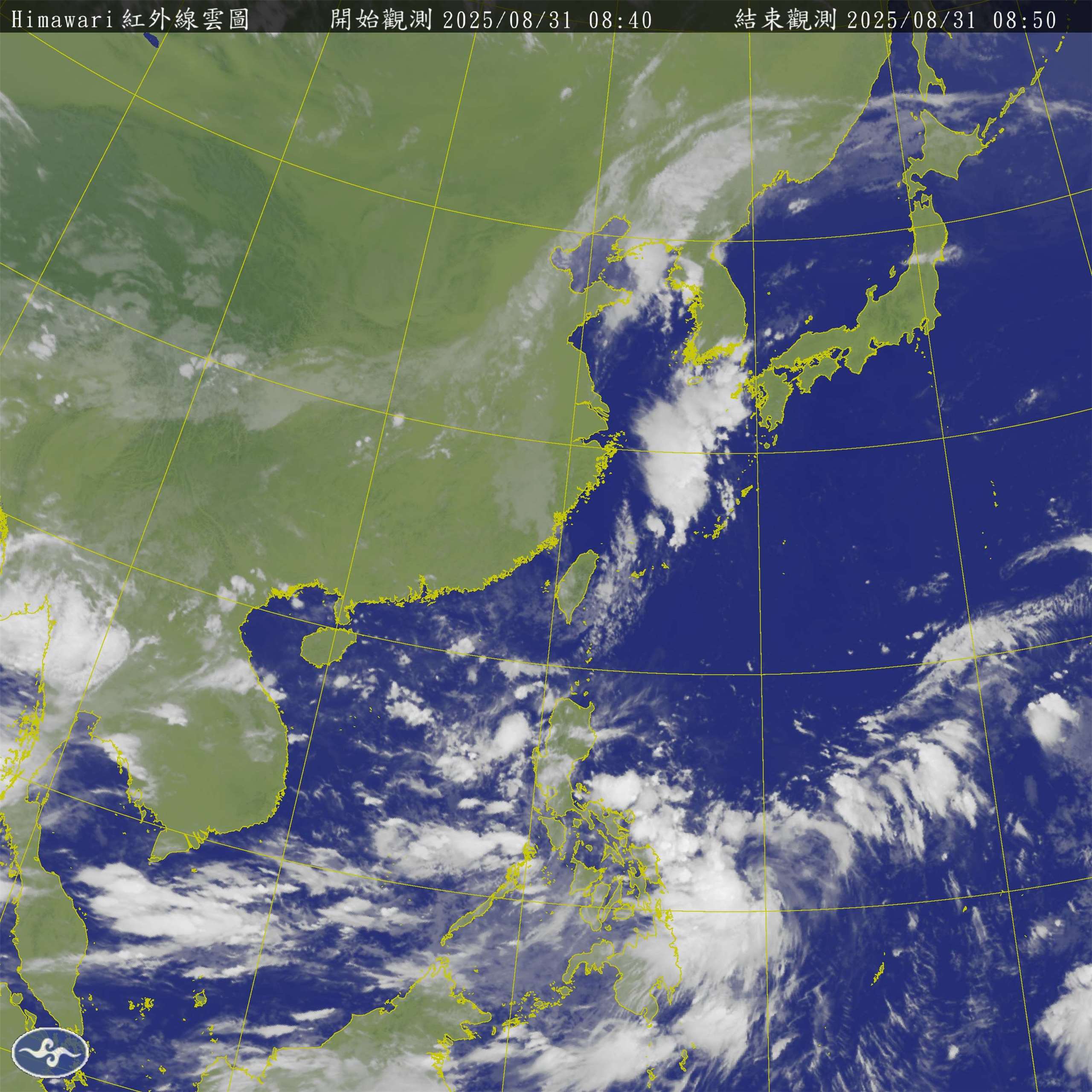 台灣東方遠海有熱帶系統活動，發展成颱的機率約50%。圖為衛星雲圖。(圖：氣象署)