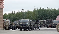 地處美國北疆的韋恩萊特堡基地為美國「北極狼」戰鬥旅駐地，身扛攝氏負30度酷寒下的作戰任務。攝於7月31日。
