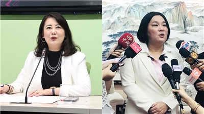 外傳行政院研擬對普發現金部分增訂排富條款，朝野各有看法。左為民進黨團幹事長吳思瑤、右為國民黨團副書記長陳玉珍。資料合成照。(圖:中央社)