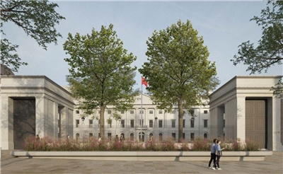 規劃中的中國駐英大使館新址電腦合成樣貌。(圖：倫敦自治城鎮塔村區議會會議文件)