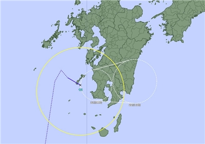 日本氣象廳預估，今年第12號颱風玲玲恐在21至22日登陸九州。（日本氣象廳官網）
