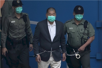 香港媒體大亨黎智英被控違反國安法。(美聯社/達志影像)