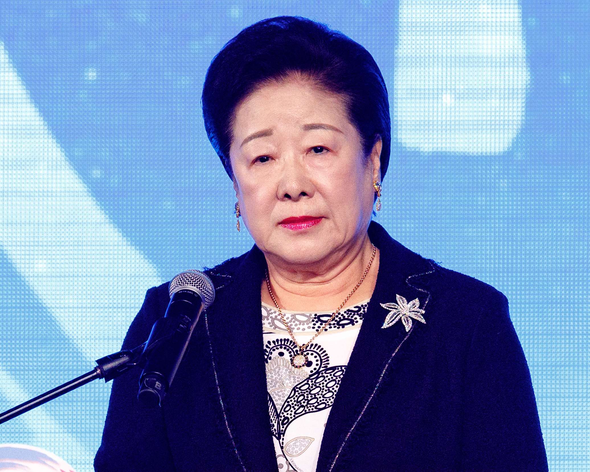 南韓宗教團體「世界和平統一家庭聯合會」(統一教)會長韓鶴子(Hak Ja Han)。資料照。(AFP)