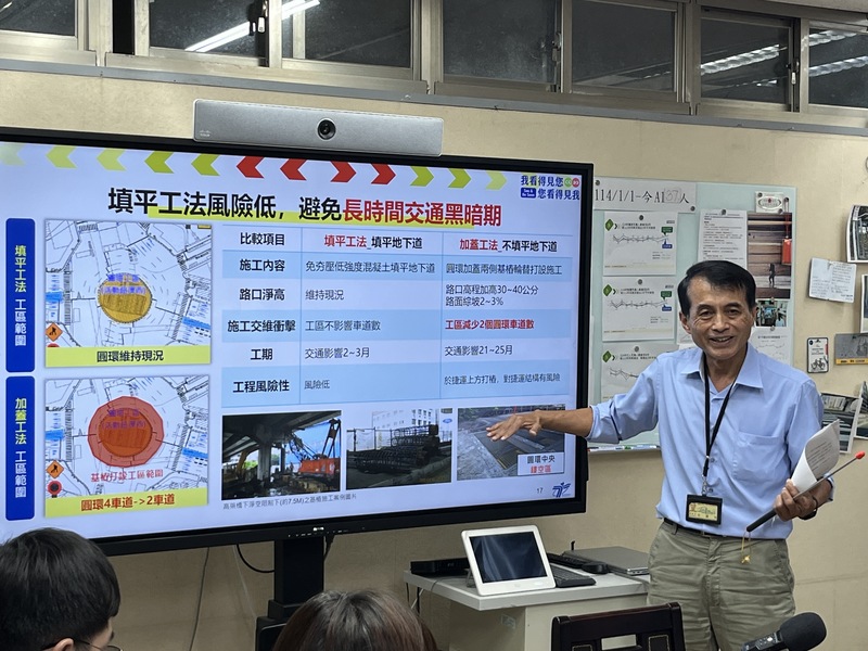 台北市交通局9日重申公館圓環拆除將如期施工，對於民團質疑為何一定要填平公車專用道，局長謝銘鴻
(圖)出面說明。
