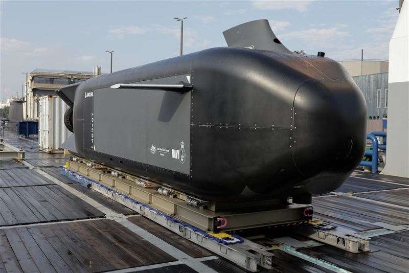 澳洲皇家海軍的「鬼鯊」(Ghost Shark)自主水下載具(AUV)原型艇。(澳洲國防部官網)
