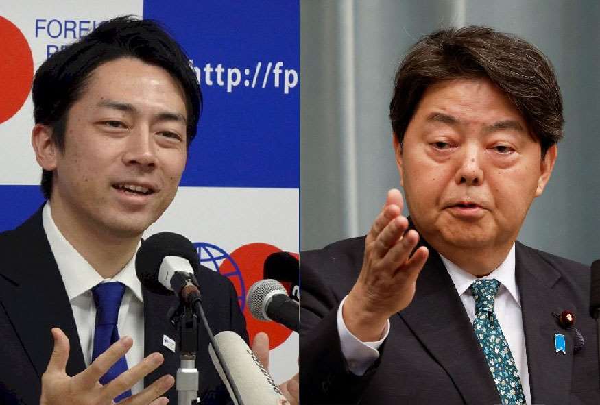 農林水產大臣小泉進次郎(左)，及內閣官房長官林芳正宣布競選自民黨總裁。資料照片。(合成圖∕中央社)