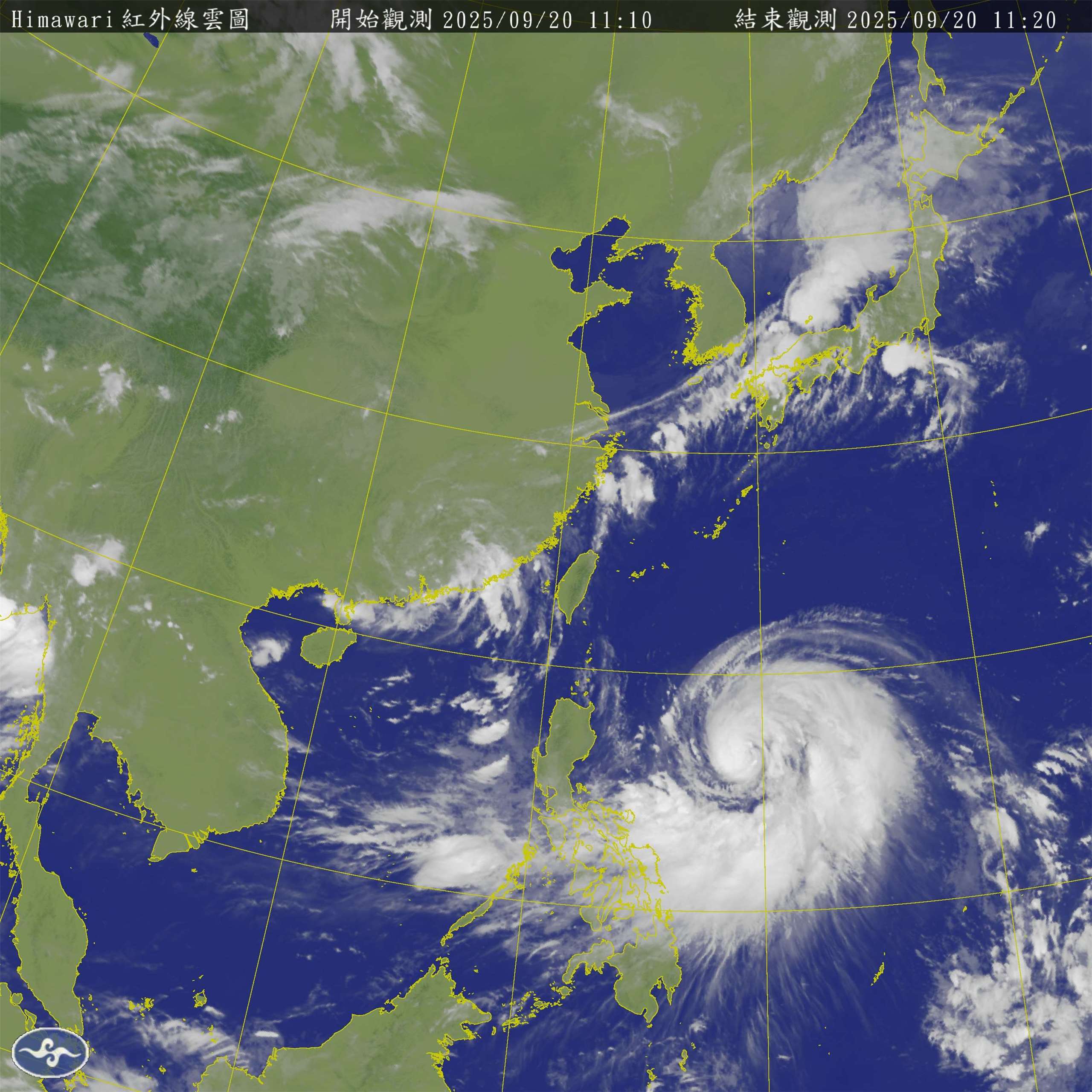 今年第18號颱風樺加沙20日上午8時增強為中度颱風。(翻攝氣象署官網)