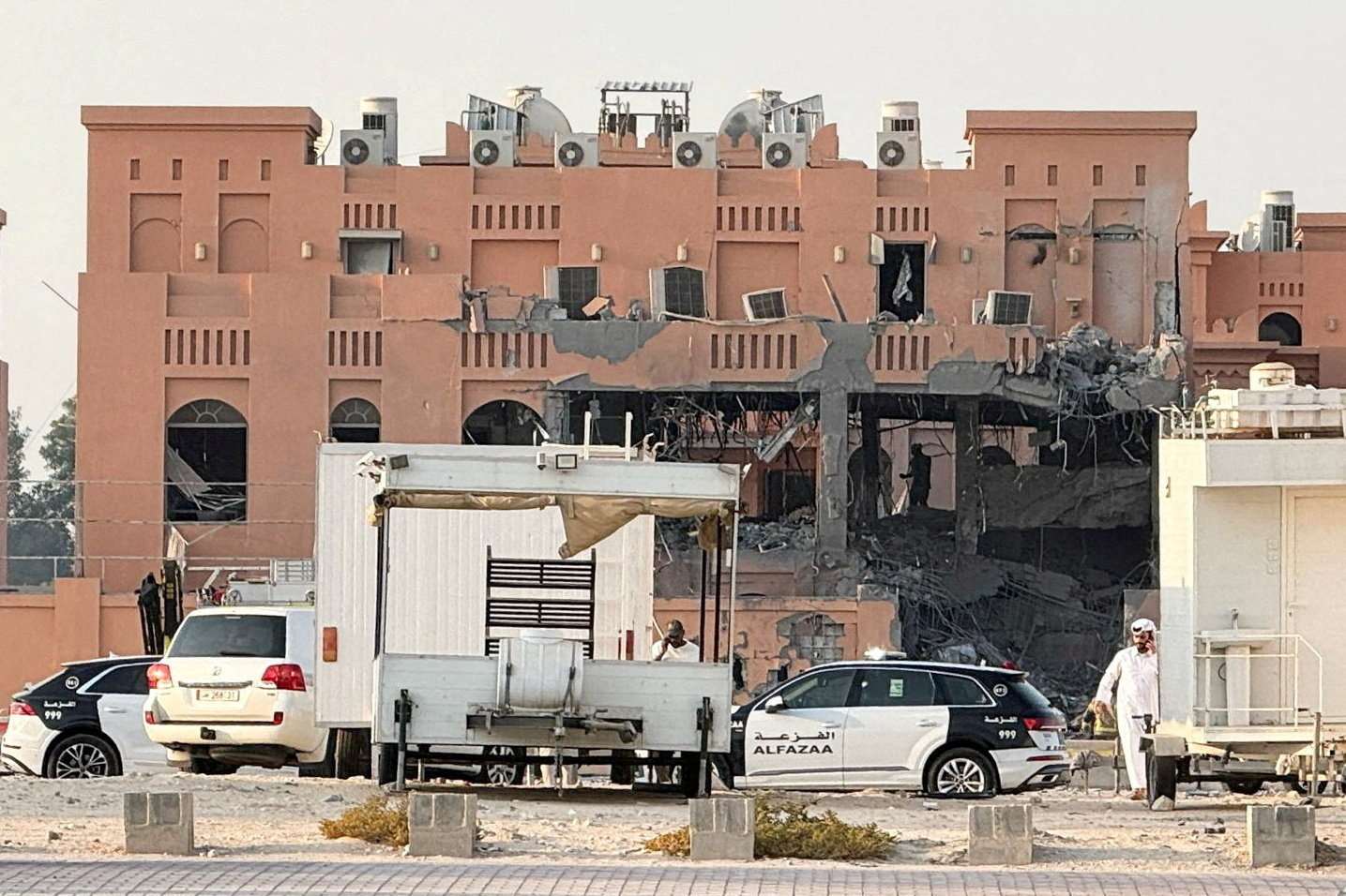 以色列9日對卡達首都杜哈(Doha)發動空襲，圖為被攻擊的建築。