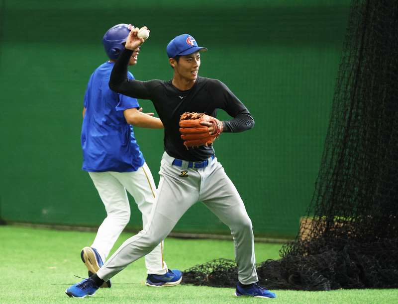 U18世界盃棒球賽台灣隊隊員許書誠(中)。(資料照/中央社)