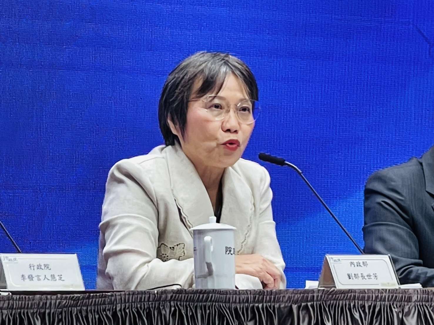 內政部長劉世芳25日出席行政院會後記者會。(鄭佑漢 攝)