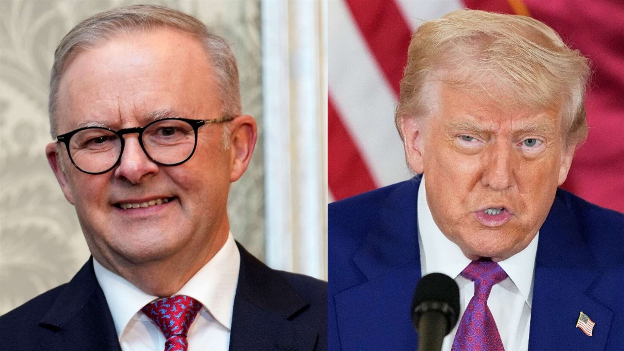 澳洲總理艾班尼斯(Anthony Albanese)(左)、美國總統川普(Donald Trump)(右)。合成圖。