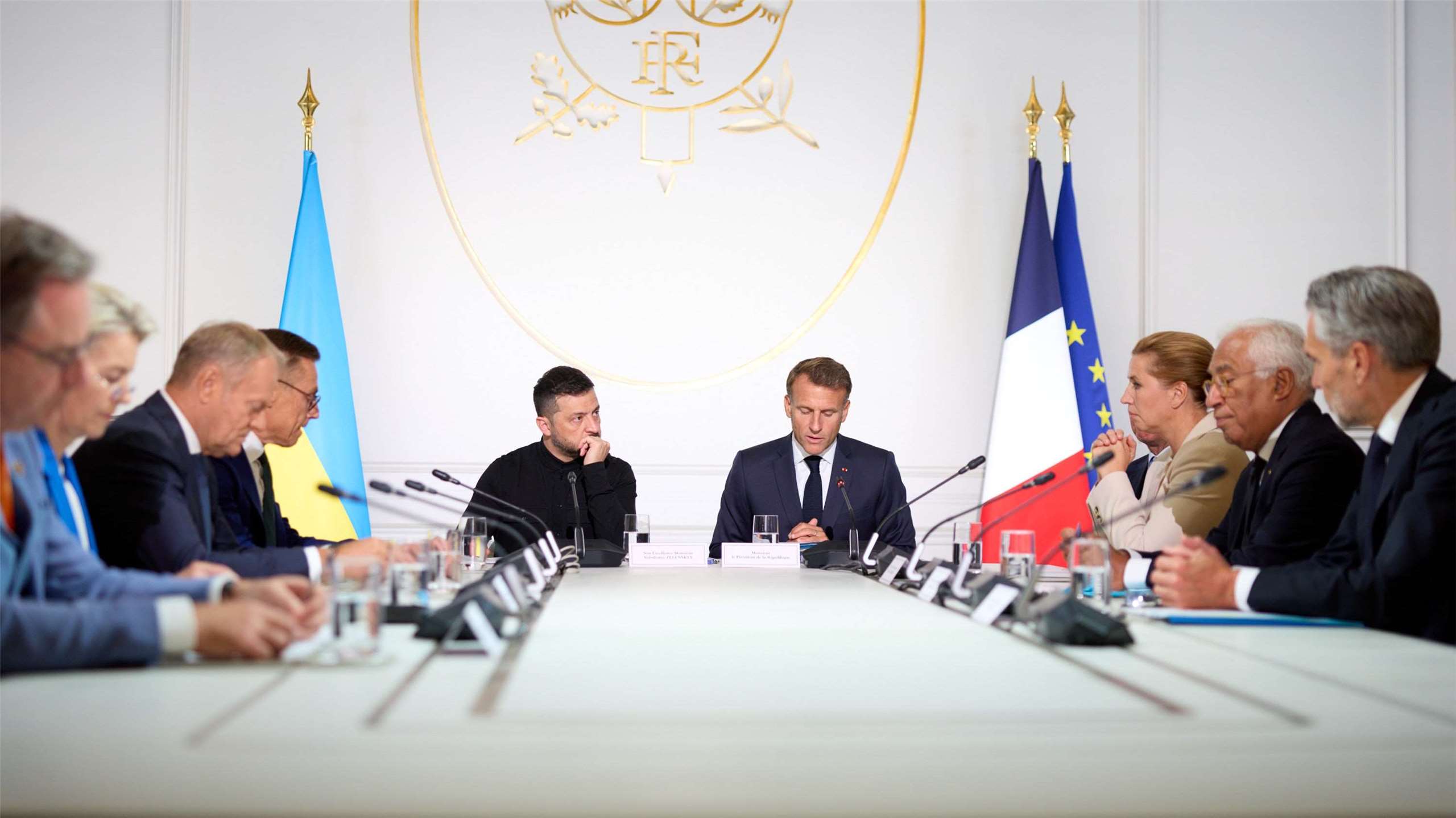 法國總統馬克宏(Emmanuel Macron)等歐洲領袖4日就烏克蘭議題召開視訊會議。 (圖:X@ZelenskyyUa)
