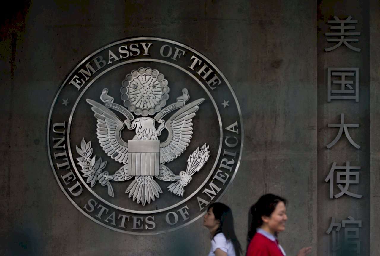 美國駐北京大使館，美國駐華大使館，美國大使館。(AP/達志影像)
