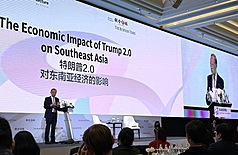 新加坡前外長楊榮文25日公開演說時表示，台海未來
5年內不會發生戰爭，因中國不想打仗，而美國若與
中國關係破裂將影響經濟，因此不會觸碰紅線。
