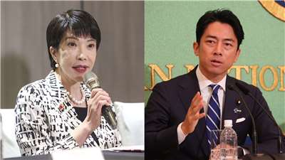日本國會議員高市早苗(左)、日本農林水產大臣小泉進次郎(右)。合成圖。