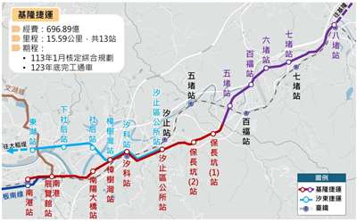 基隆捷運路線圖。(基隆市政府官網)