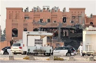 以色列9日對卡達首都杜哈(Doha)發動空襲，圖為被攻擊的建築。