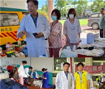 衛福部部立醫院在花蓮縣光復鄉災區所設置的醫療站，為災區民眾服務。(衛福部提供/央廣合成)