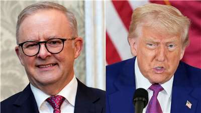澳洲總理艾班尼斯(Anthony Albanese)(左)、美國總統川普(Donald Trump)(右)。合成圖。