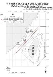 國防部統計自昨天(6日)上午6時起至今天(7日)上午6時止，共軍在台海周邊活動情況。(國防部提供)