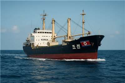 北韓商船(圖)越海上界線，南韓鳴槍示警驅離成功。示意圖。(AI生成)