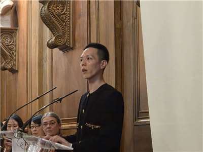 B.DANCE創辦人兼編舞家蔡博丞，是第28屆「台法文化獎」得主之一。他說，感覺像是上天給了他一份功課，覺得背負了使命與責任，要把台灣的藝文能量帶到世界。(江昭倫 攝)