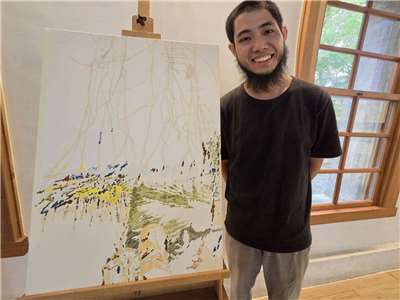 ART TAIPEI 2025十月登場，「MIT新人特區」暨「台灣原住民族藝術特區」參展藝術家16日亮相展前記者會。(江昭倫 攝)